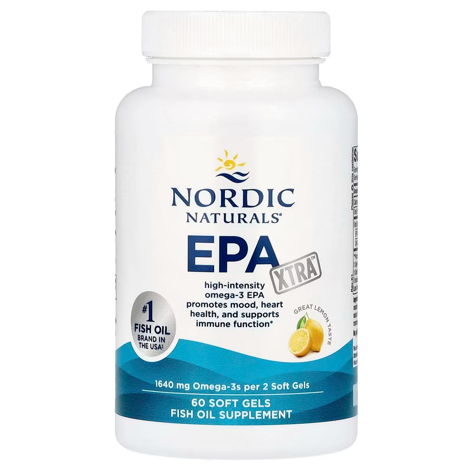 Nordic Naturals EPA Xtra Lemon - 60 Soft Gels - 1640 mg Omega-3 - High-Intensity EPA Formula for Positive Mood Heart Health & Healthy Immunity thumbnail 3