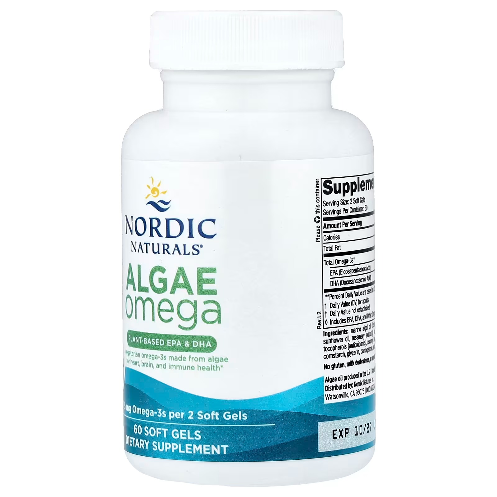 Nordic Naturals Algae Omega - 60 Soft Gels - 715 mg Omega-3 - Certified Vegan Algae Oil - Plant-Based EPA & DHA - Heart Eye, Immune & Brain Health thumbnail 3