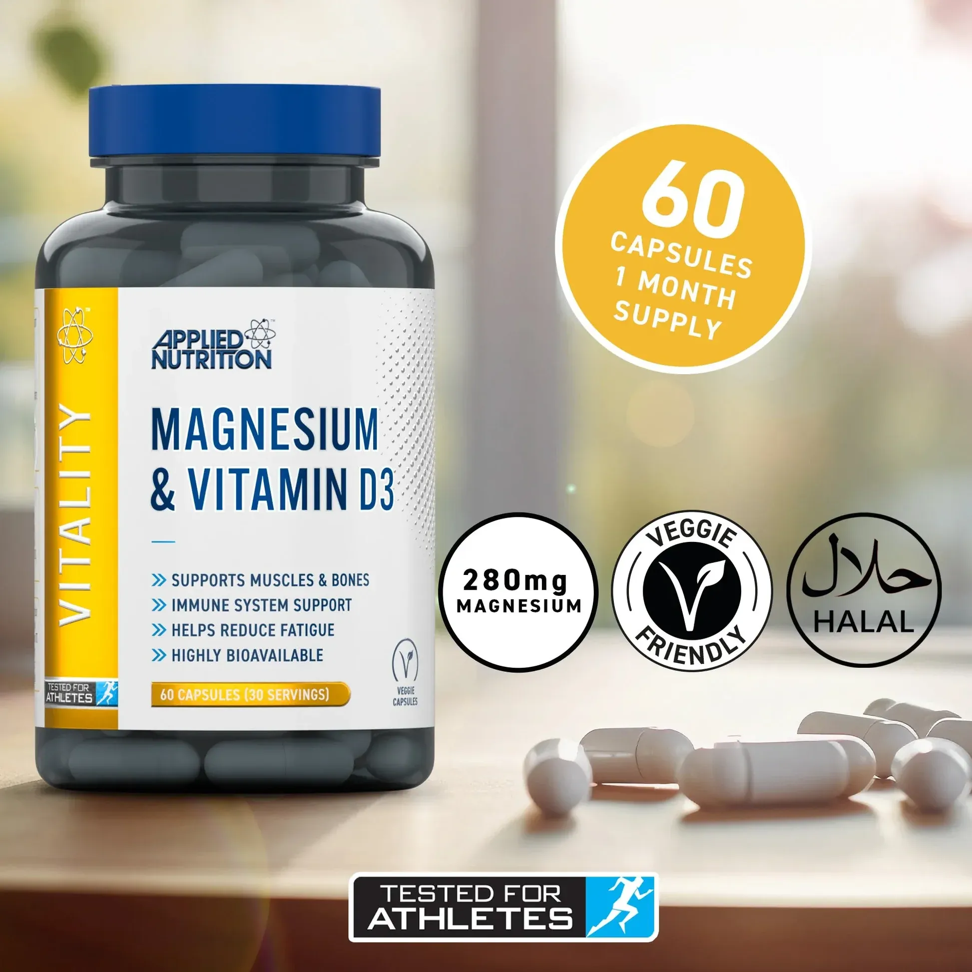 Applied Nutrition Magnesium & Vitamin D3 Best Immune Support 60 Capsules thumbnail 4