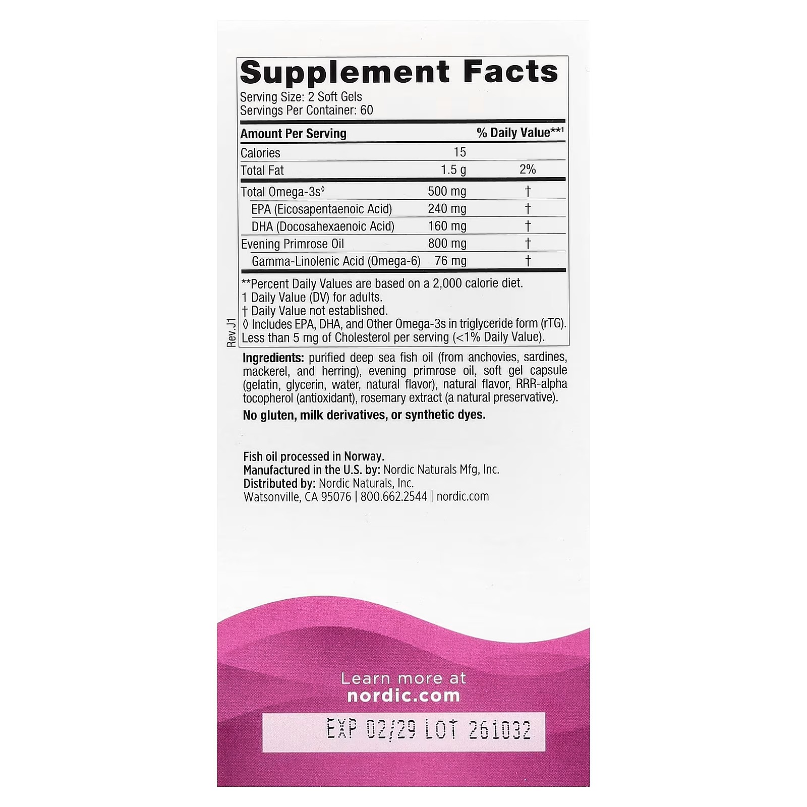 Nordic Naturals Women's Omega-3 w/Evening Primrose Oil Lemon - 120 Count | 800mg Evening Primrose Oil thumbnail 2
