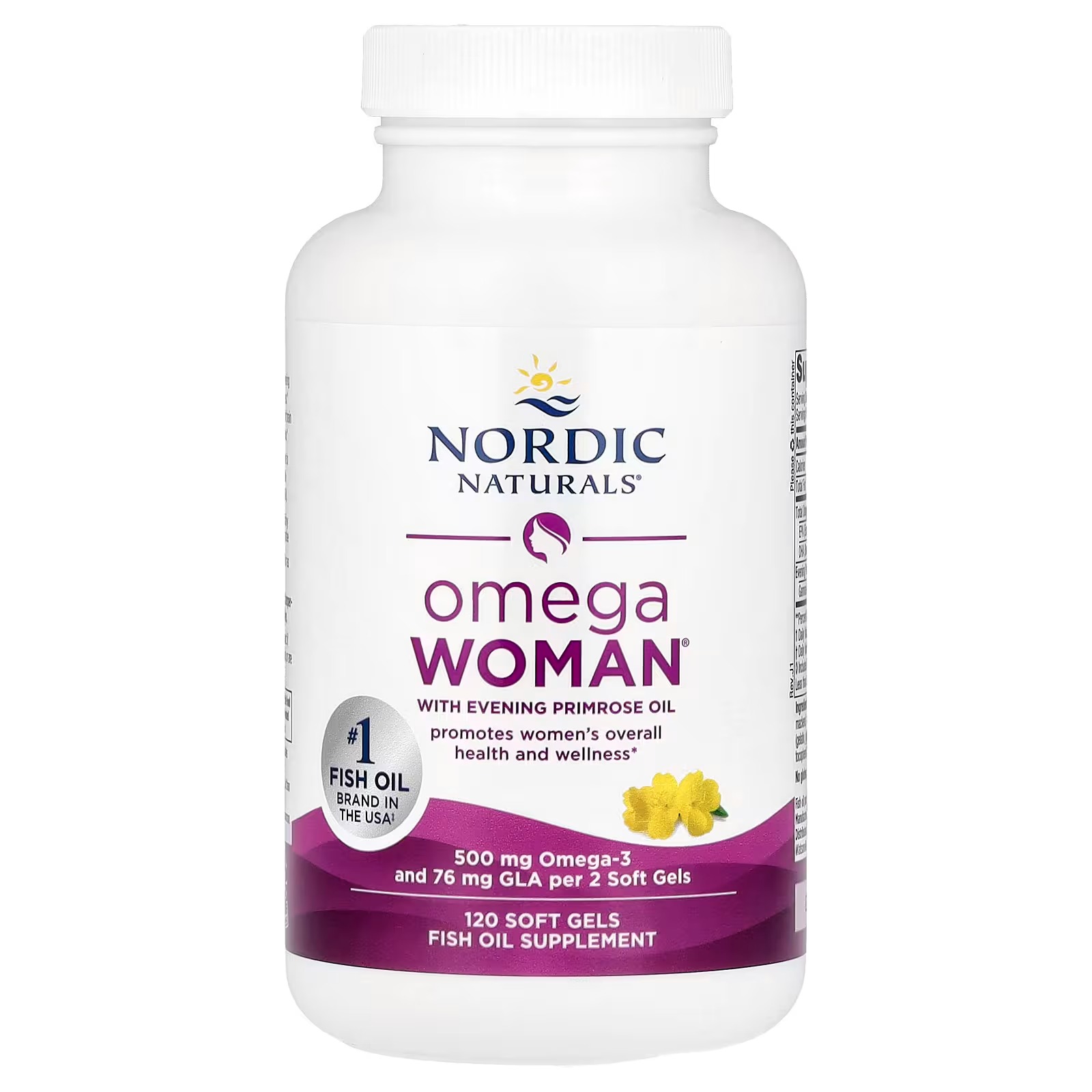 Nordic Naturals Women's Omega-3 w/Evening Primrose Oil Lemon - 120 Count | 800mg Evening Primrose Oil thumbnail 3