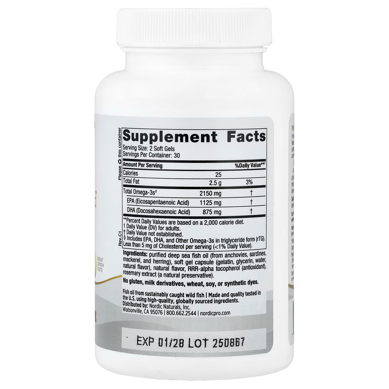 Nordic Naturals ProOmega-3 2150 mg EPA & DHA Fish Oil, Lemon - 120 Count | Ultra high-potency EPA & DHA fish oil supports brain heart thumbnail 2