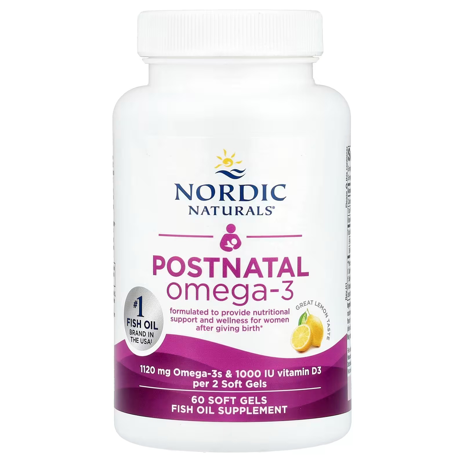 Nordic Naturals Postnatal Omega-3 1120mg EPA & DHA+1000IU D3-60 Count | Formulated for new moms Supports optimal wellness, positive mood thumbnail 3