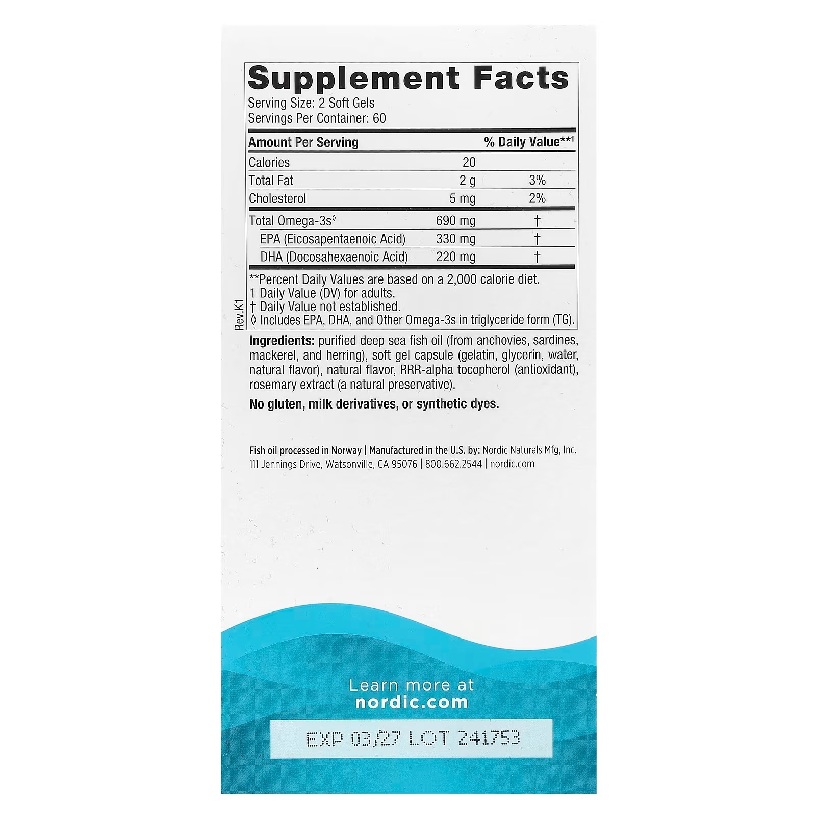 Nordic Naturals Omega-3 690mg Fish Oil, EPA & DHA Lemon - 120 Count | Omega-3 fish oil supports immune brain & heart health. thumbnail 2