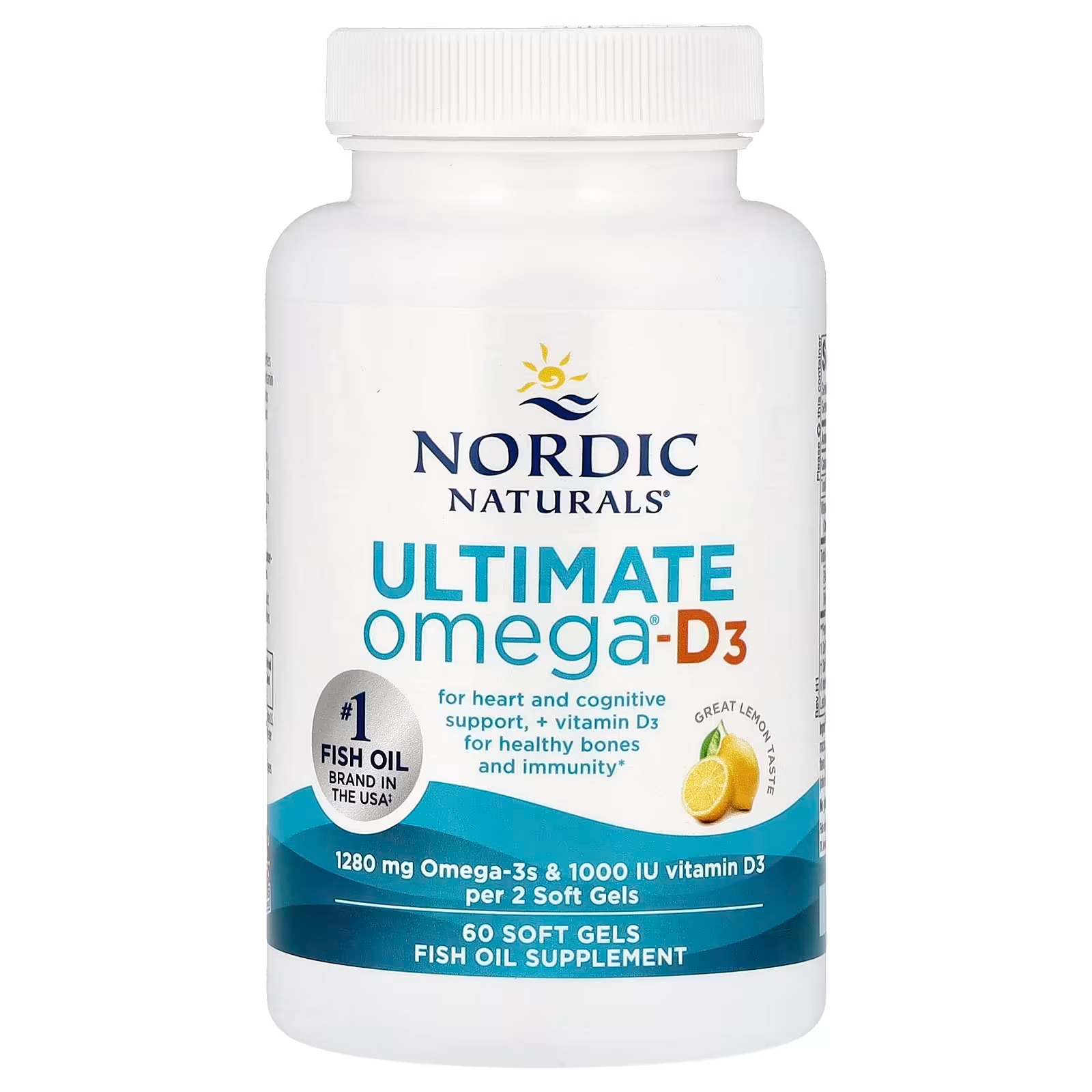 Nordic Naturals Ultimate Omega-D31280mg + 1000IU D3 Lemon - 120 Count | Omega-3 Fish Oil with EPA & DHA + Vitamin D3. Supports brain thumbnail 3