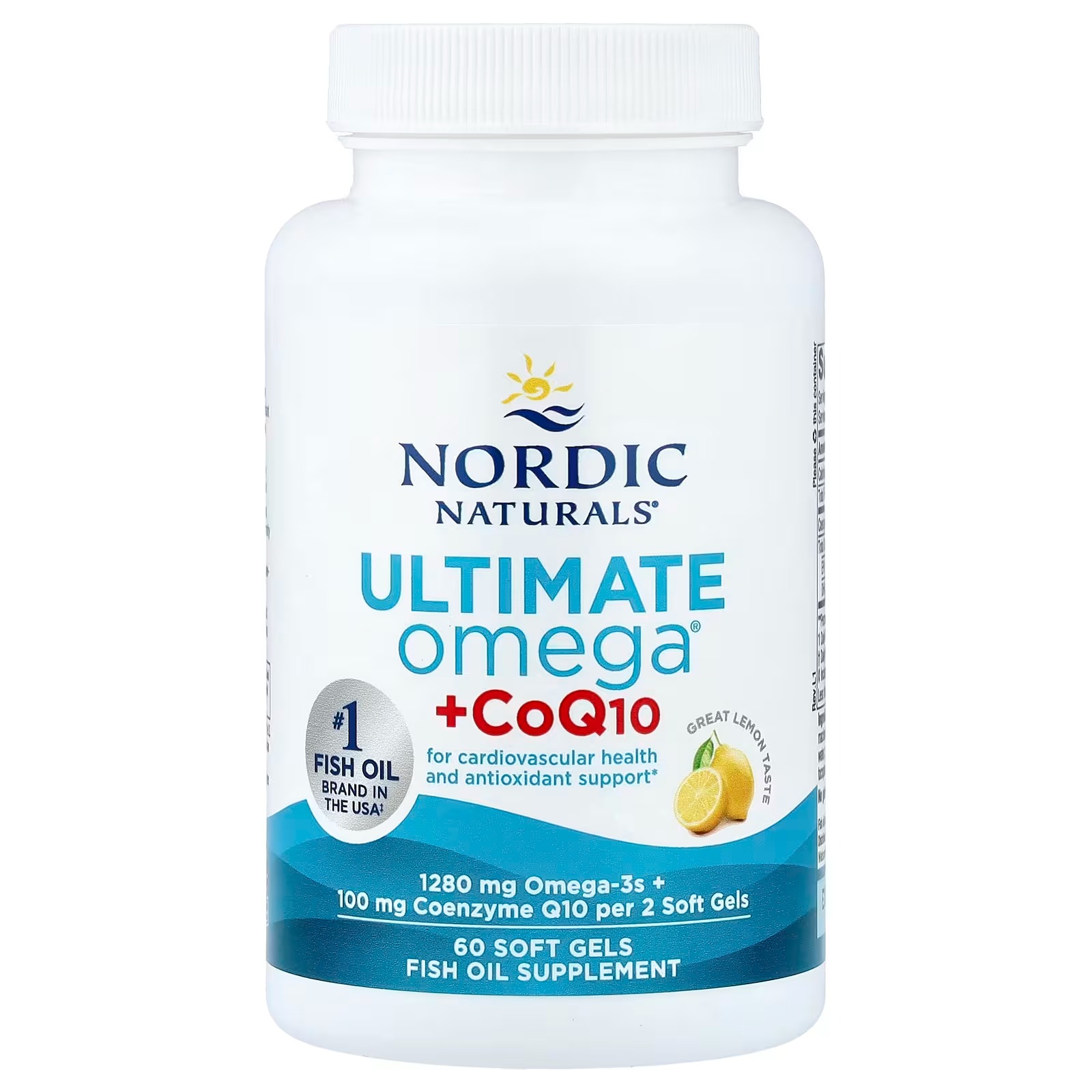 Nordic Naturals Ultimate Omega + CoQ10 Lemon - 60 Soft Gels - 1280 mg Omega-3 + 100 mg CoQ10 - Heart Health Cellular Energy, Antioxidant Support thumbnail 3