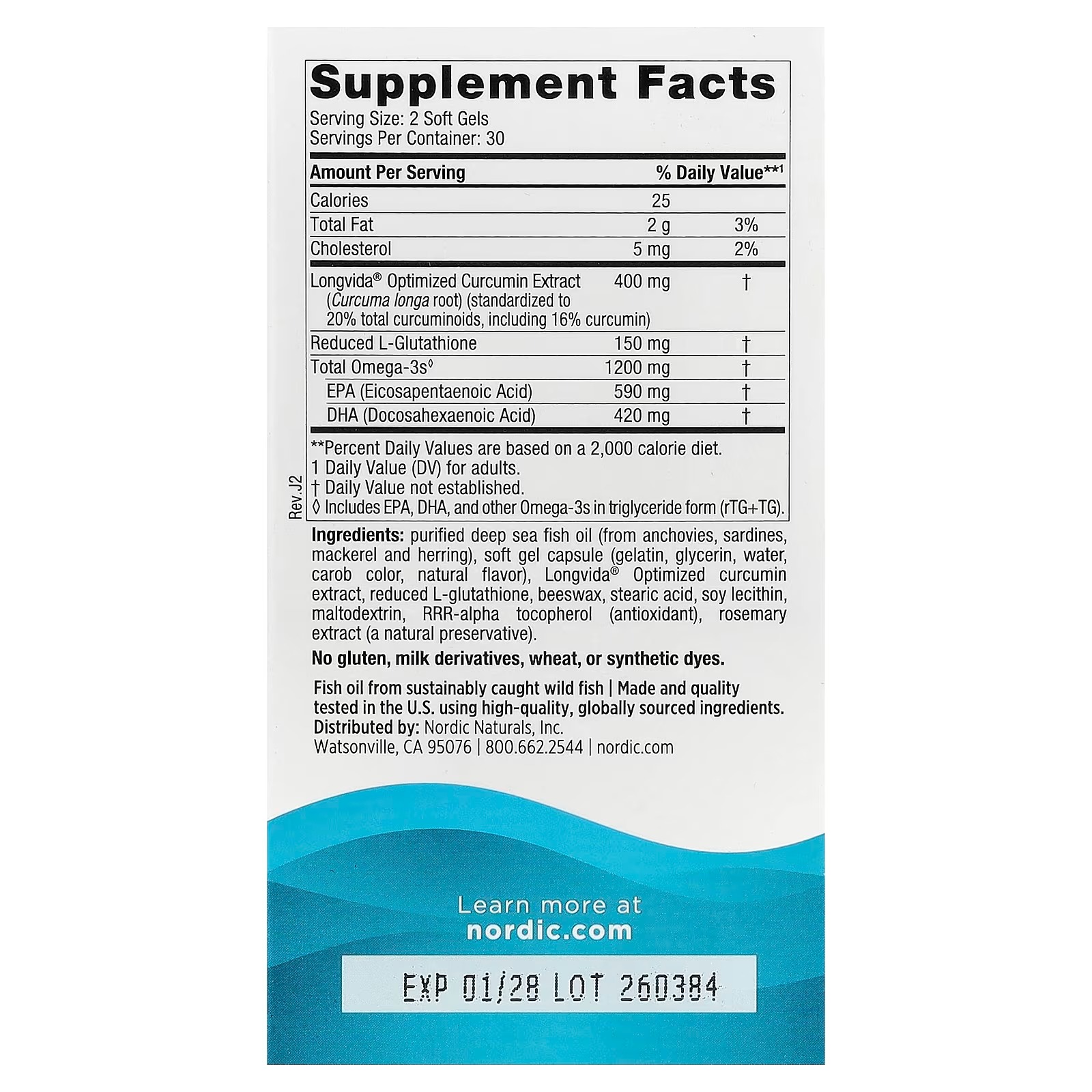 Nordic Naturals Omega Curcumin 1200mg Omega-3 + 400mg Curcumin - 60 Count | Optimized curcumin for superior absorption Combats cellular stress thumbnail 2