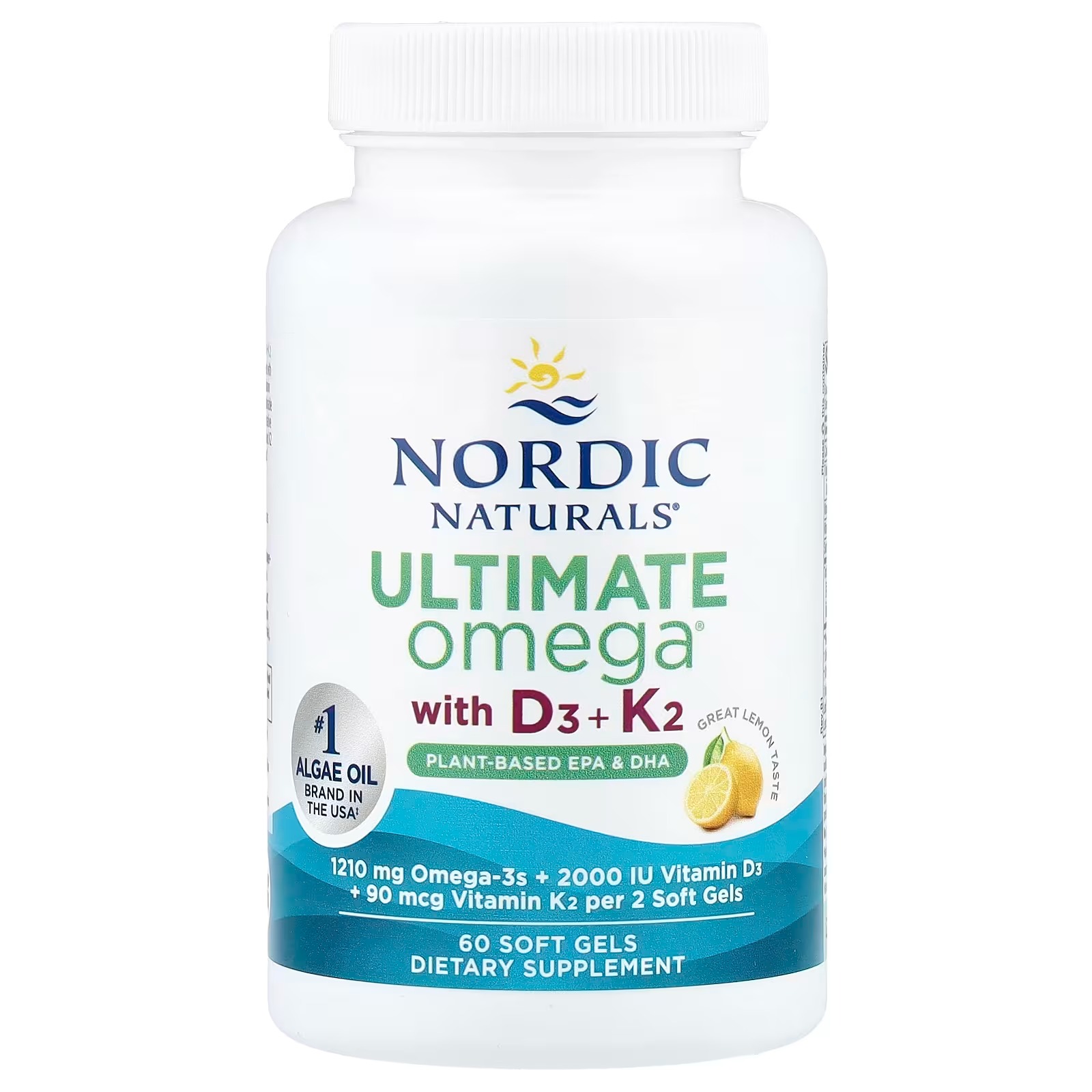 Nordic Naturals Plant-Based Omega-3 D3+K2 1210mg,Vegan Softgels - 60 Count thumbnail 3