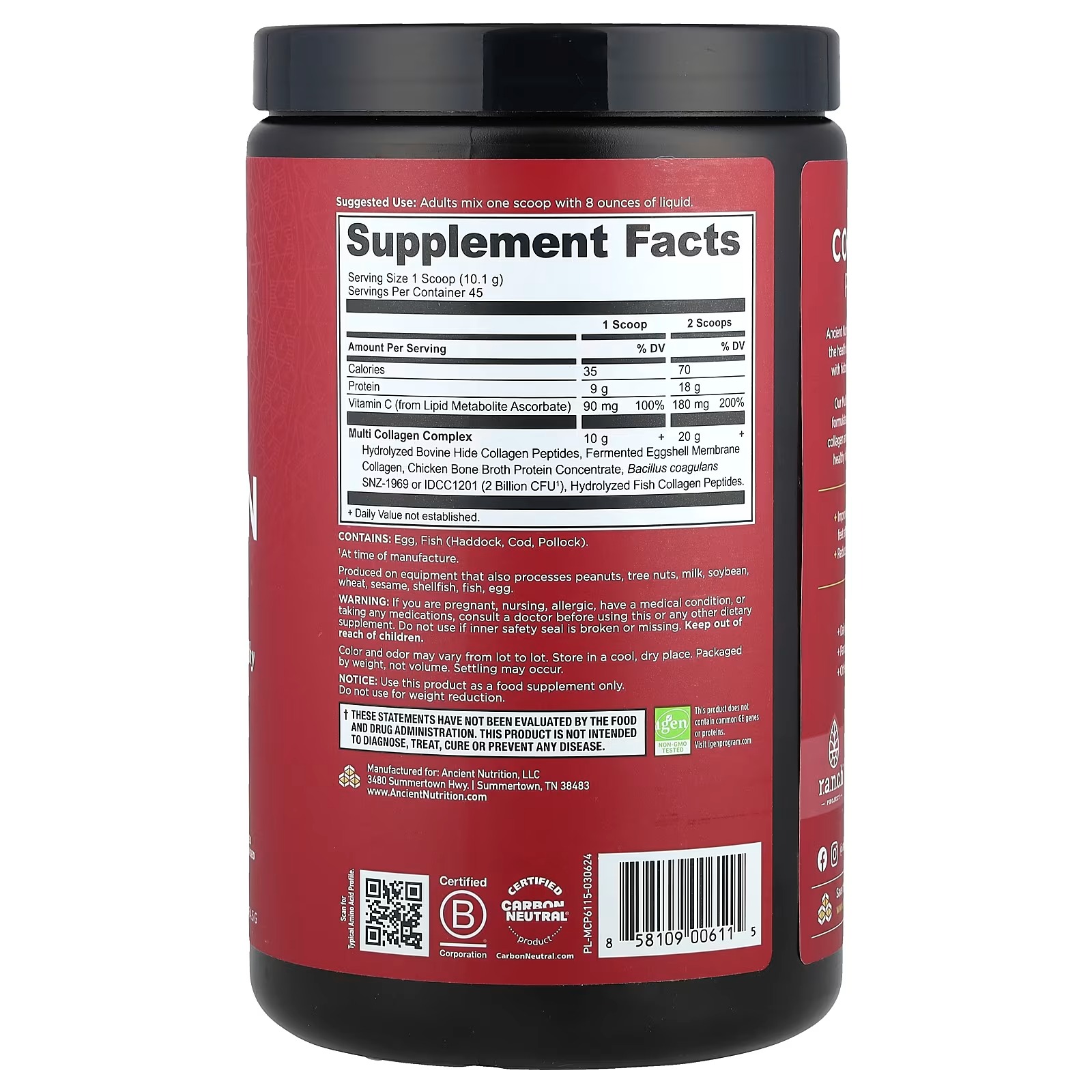 Ancient Nutrition Hydrolyzed Multi Collagen Peptides Powder – Unflavored Collagen Protein Supplement thumbnail 2
