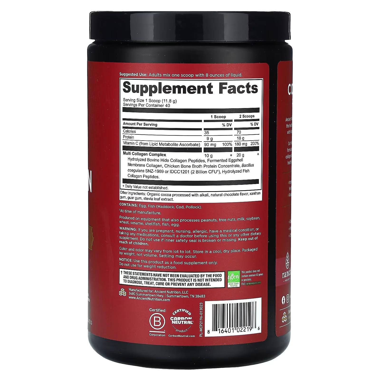Ancient Nutrition Hydrolyzed Multi Collagen Peptides Powder – Chocolate Flavor, Collagen Protein Supplement thumbnail 3