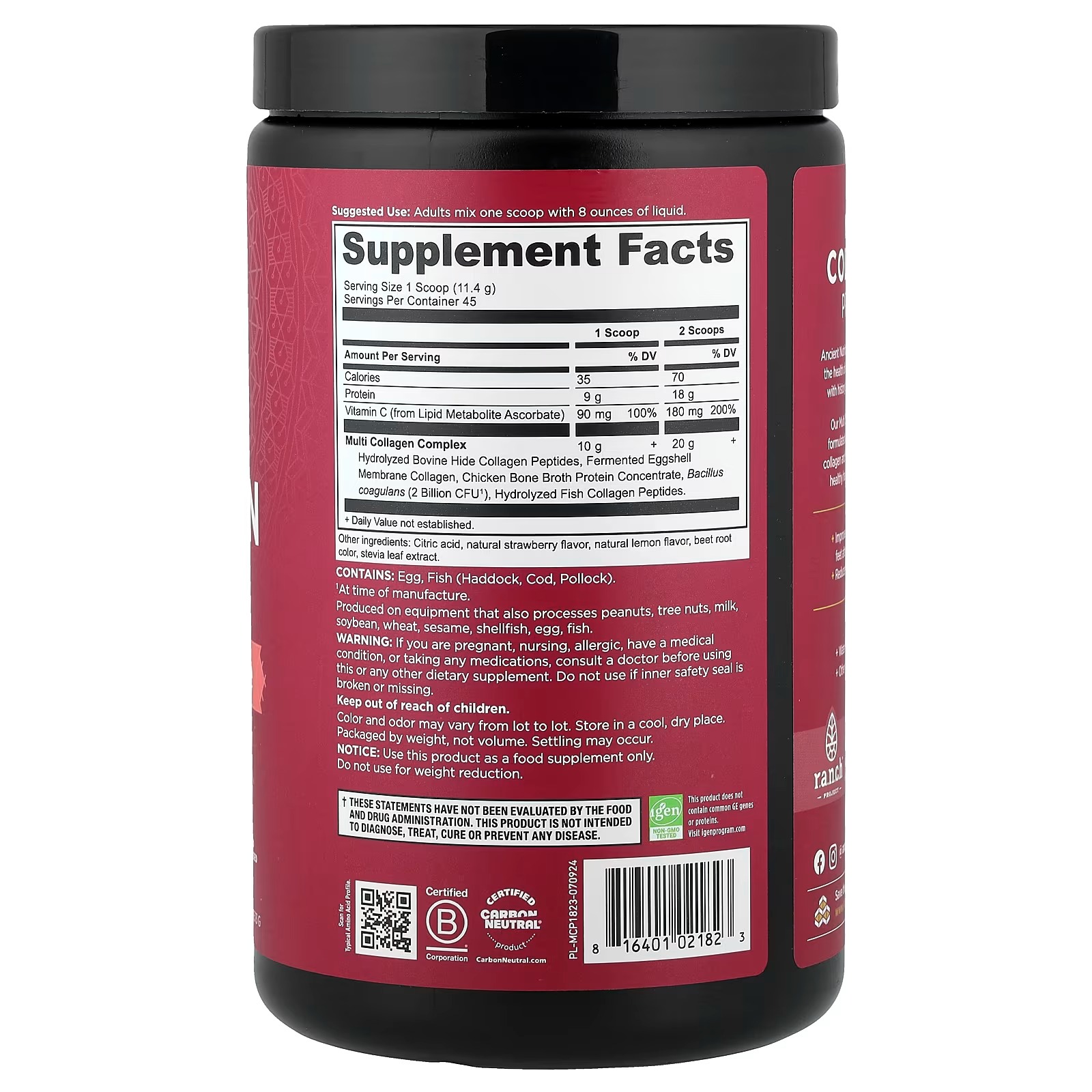 Ancient Nutrition Hydrolyzed Multi Collagen Peptides – Strawberry Lemonade, Collagen Protein Supplement thumbnail 2