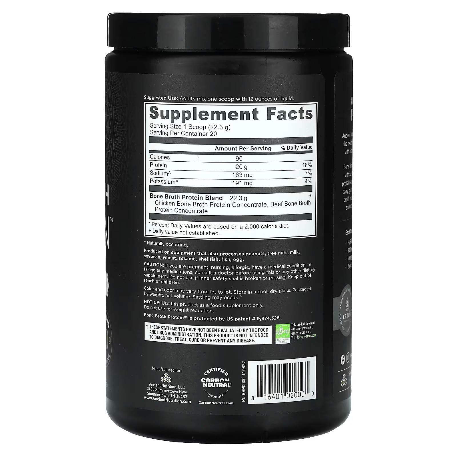 Ancient Nutrition Grass-Fed Bone Broth Protein Powder – Pure, Unflavored Protein Supplement thumbnail 2