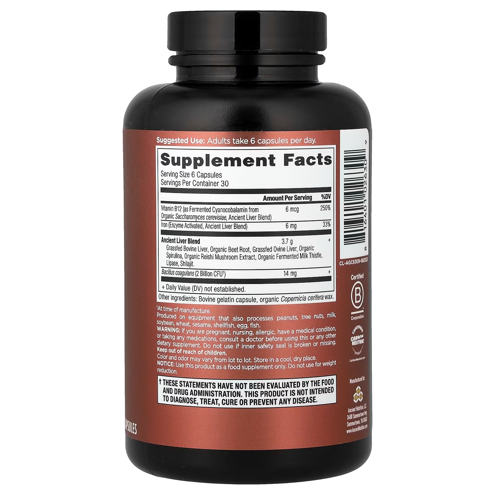 Ancient Nutrition Grass-Fed & Wild Male Performance – Once Daily Tablets, Men's Performance Supplement thumbnail 2