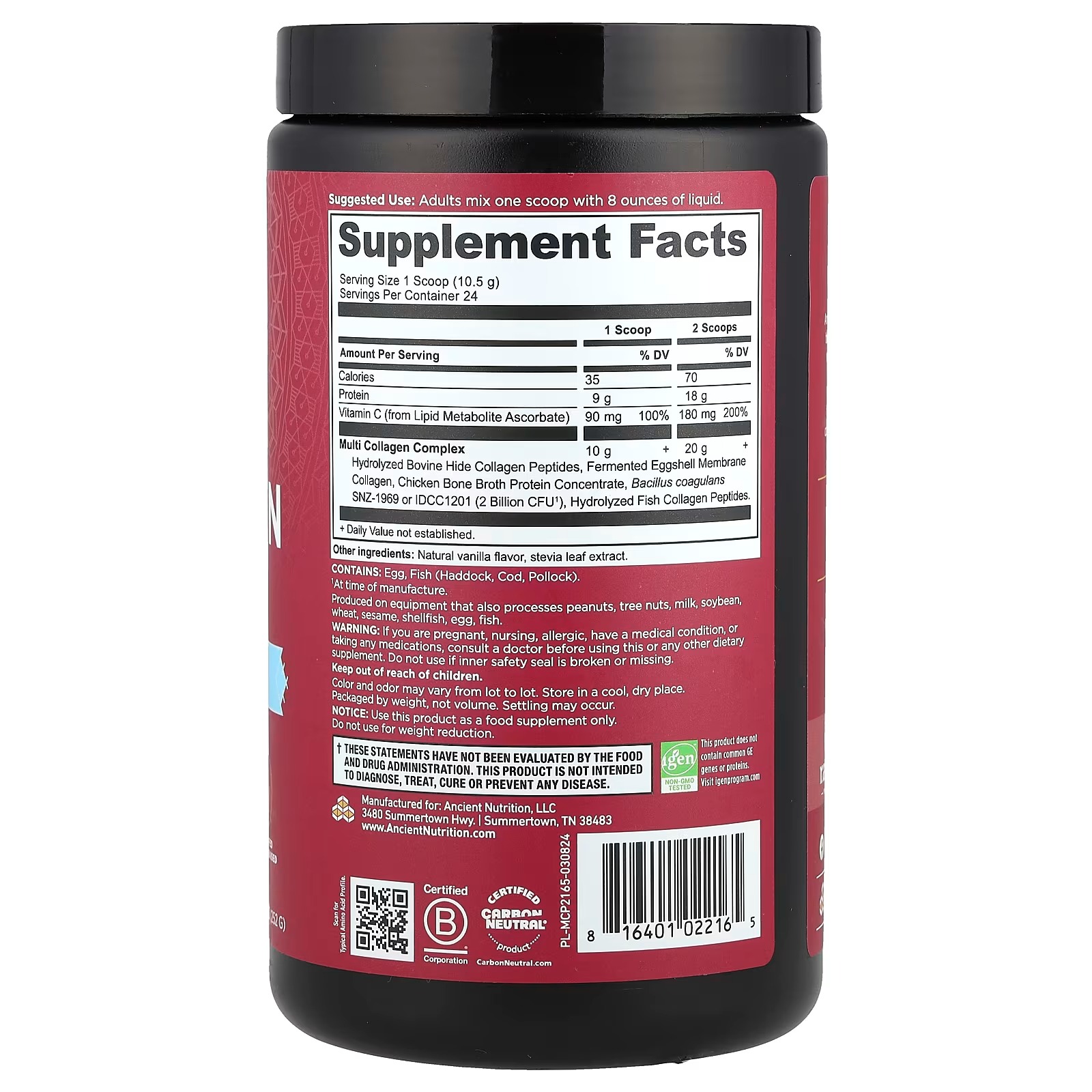 Ancient Nutrition Hydrolyzed Multi Collagen Peptides Powder – Vanilla Flavor, Collagen Protein Supplement thumbnail 2