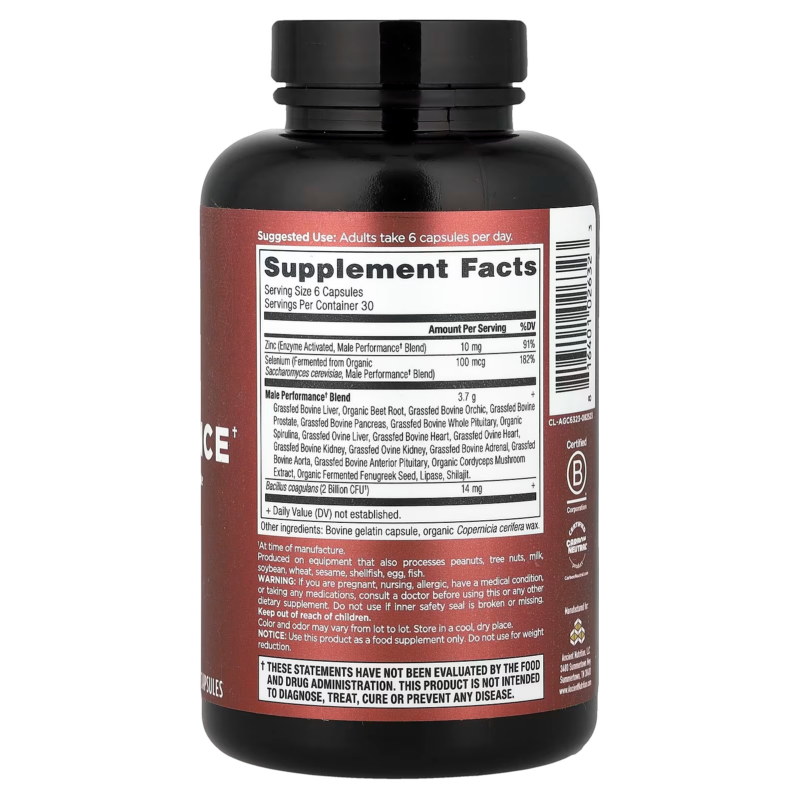 Ancient Nutrition Grass-Fed & Wild Organ Male Performance – Men’s Performance Tablets, Daily Supplement thumbnail 2