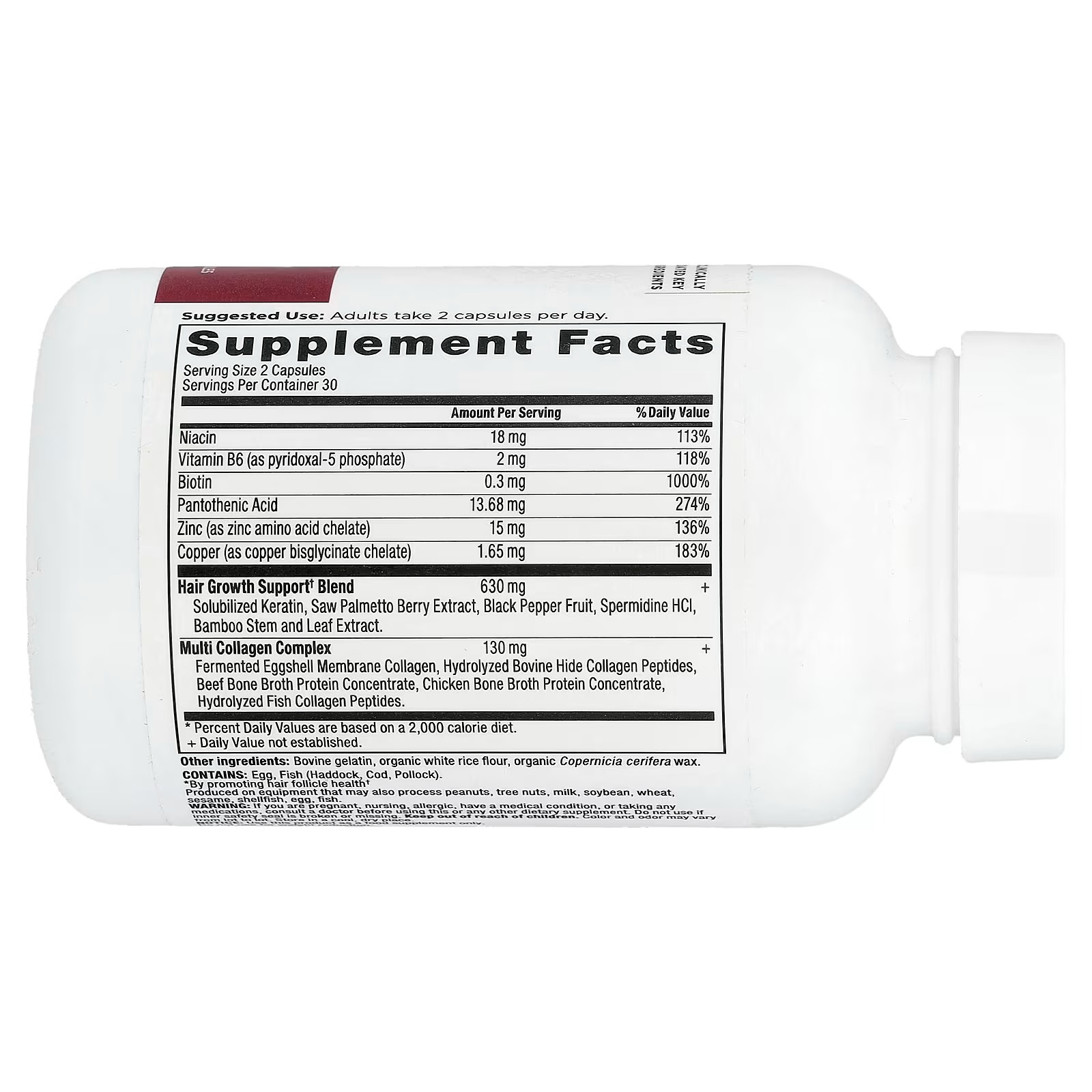 Ancient Nutrition Hair Growth + Hydrolyzed Collagen Peptides Capsules – Hair & Collagen Supplement thumbnail 2