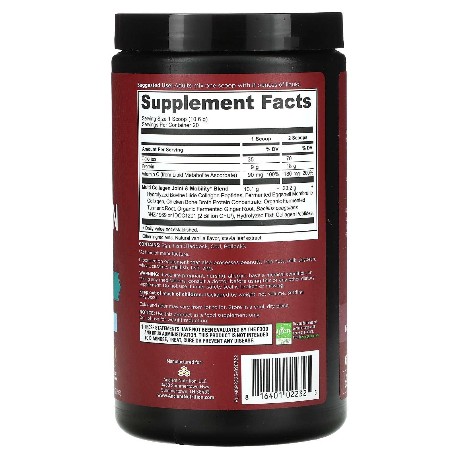 Ancient Nutrition Hydrolyzed Multi Collagen Peptides – Joint + Mobility, Collagen Protein Supplement thumbnail 2