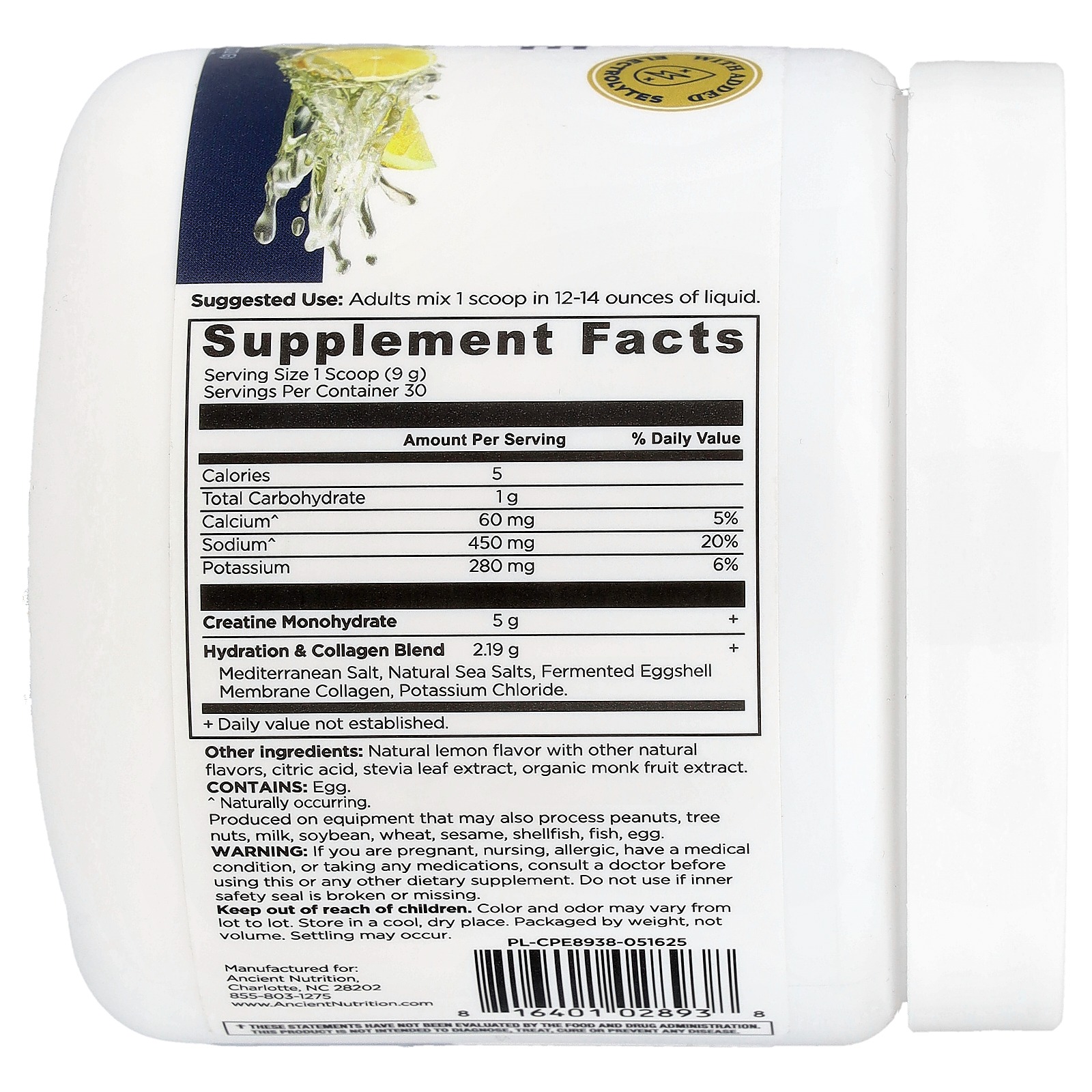 Ancient Nutrition 5g Creatine Monohydrate + Collagen Powder – Creatine & Collagen Protein Supplement thumbnail 2