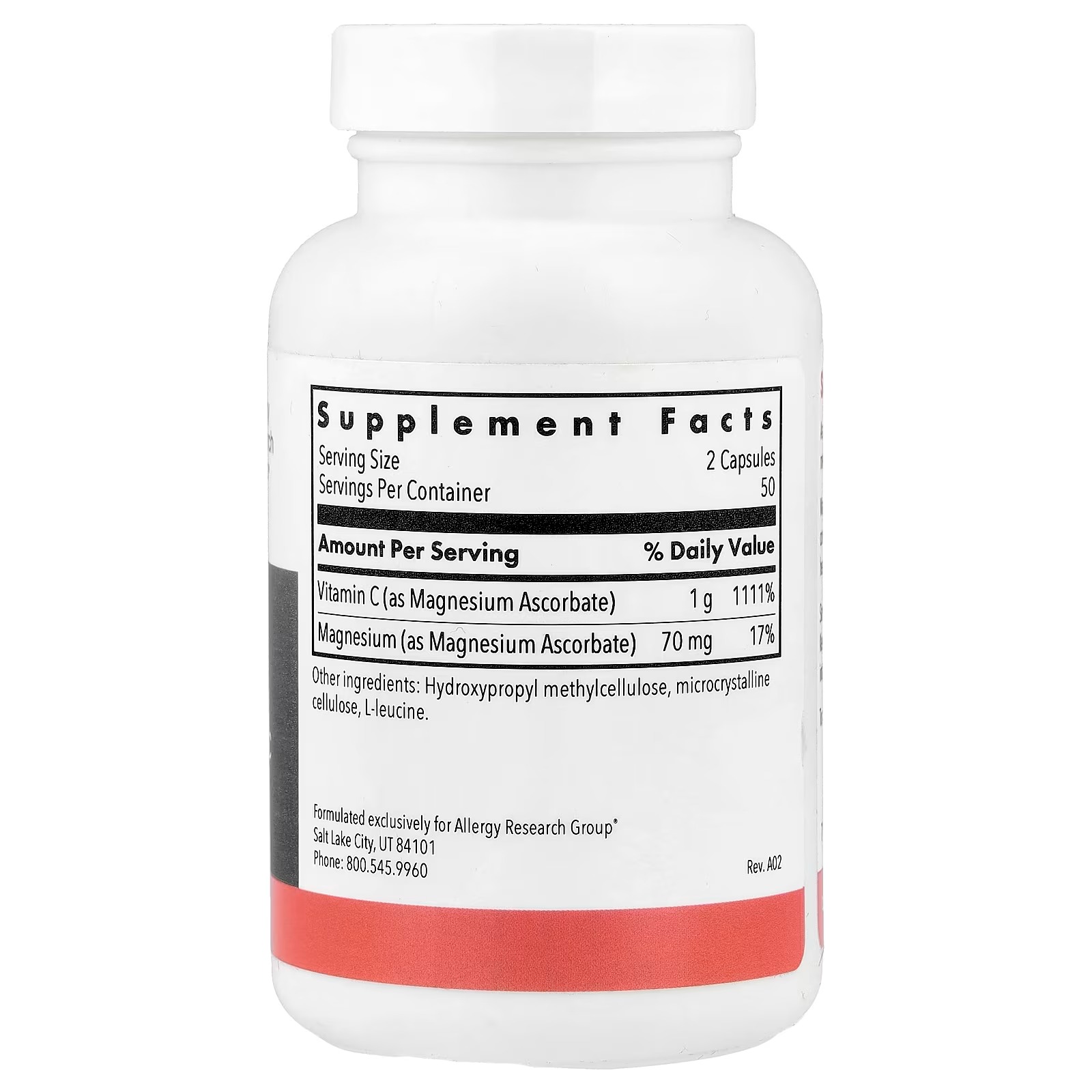 ARG Magnesium Ascorbate Buffered Vitamin C 1000 mg 100 Capsules – Buffered Vitamin C & Antioxidant Support Supplement thumbnail 2