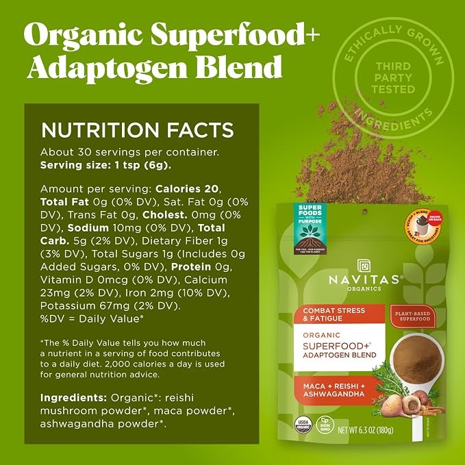 Navitas Organics Superfood+ Adaptogen Blend – Organic Stress Support thumbnail 3