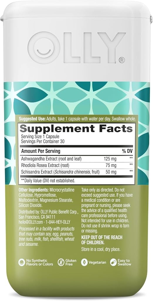 OLLY Chill Adaptogen Ashwagandha & Rhodiola 30 Capsules – Mood Support thumbnail 5