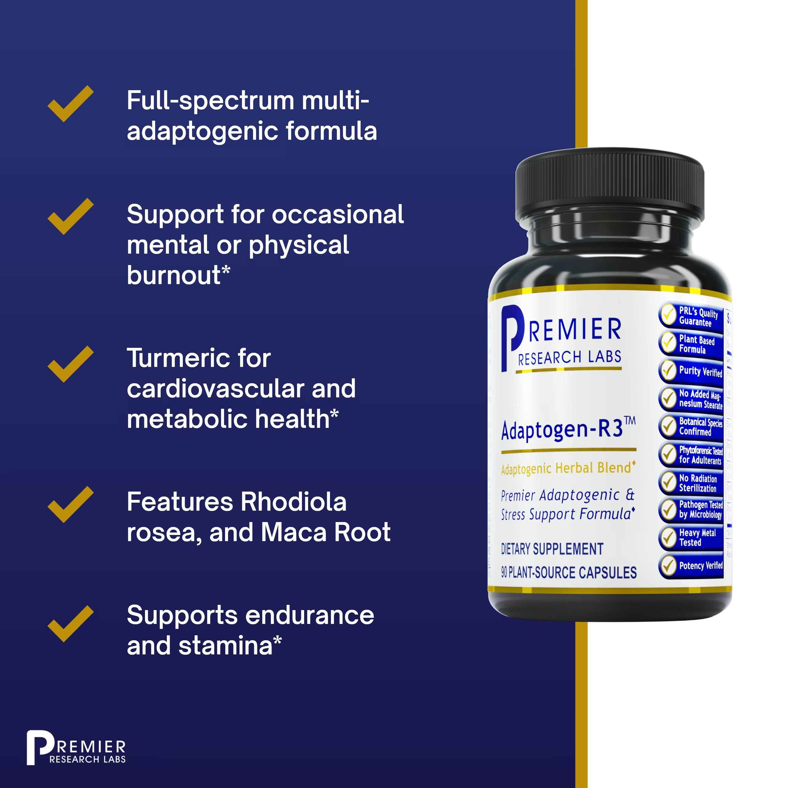 Premier Research Labs Adaptogen-R3 Supplement – Rhodiola Rosea & Maca thumbnail 3