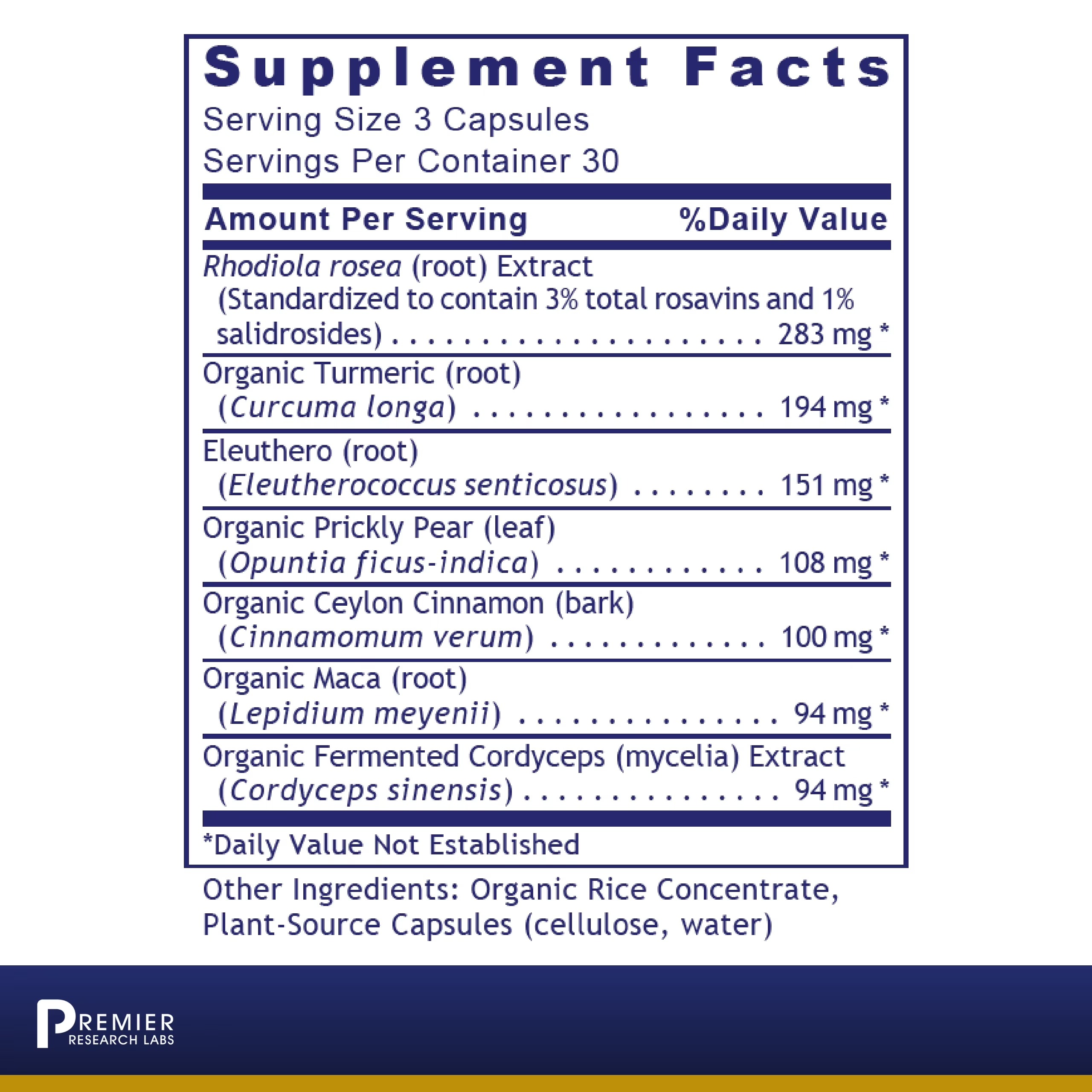 Premier Research Labs Adaptogen-R3 Supplement – Rhodiola Rosea & Maca thumbnail 2