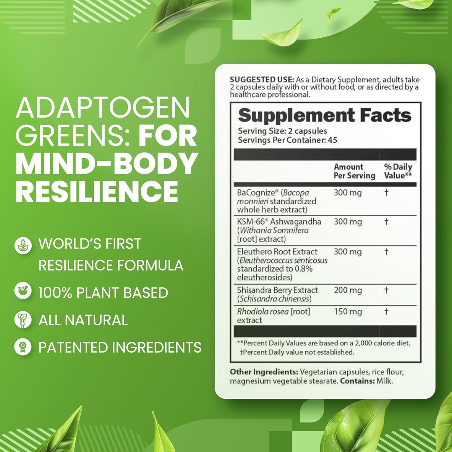 SaltWrap Adaptogen Greens Capsules – Caffeine-Free Adaptogen Formula thumbnail 4