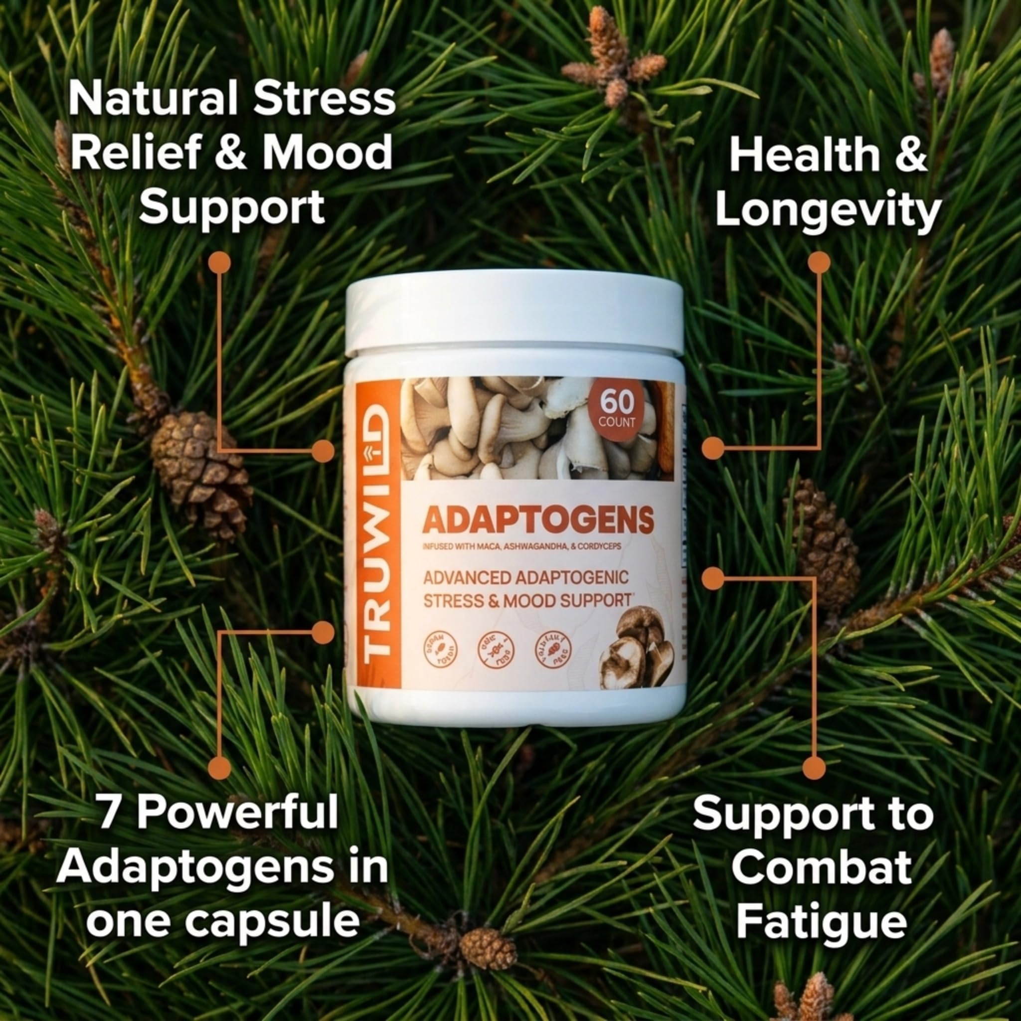 TruWild Adaptogen Blend with Cordyceps – Herbal Adaptogen Supplement thumbnail 4