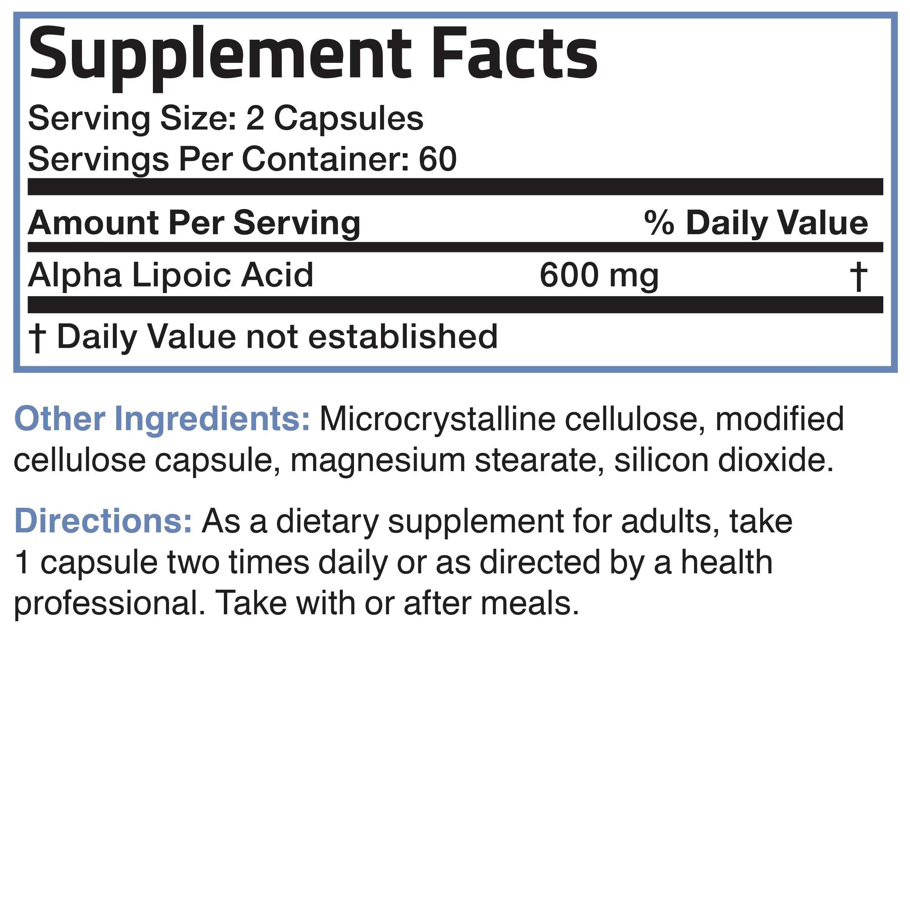 Bronson Alpha Lipoic Acid 600mg 120 Capsules – Glucose Metabolism Support thumbnail 2