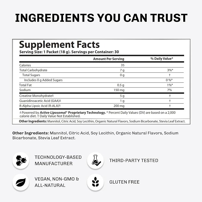 Aurora Nutrascience Active-Liposomal Creatine Plus GAA & R-ALA – 10 Packets thumbnail 5