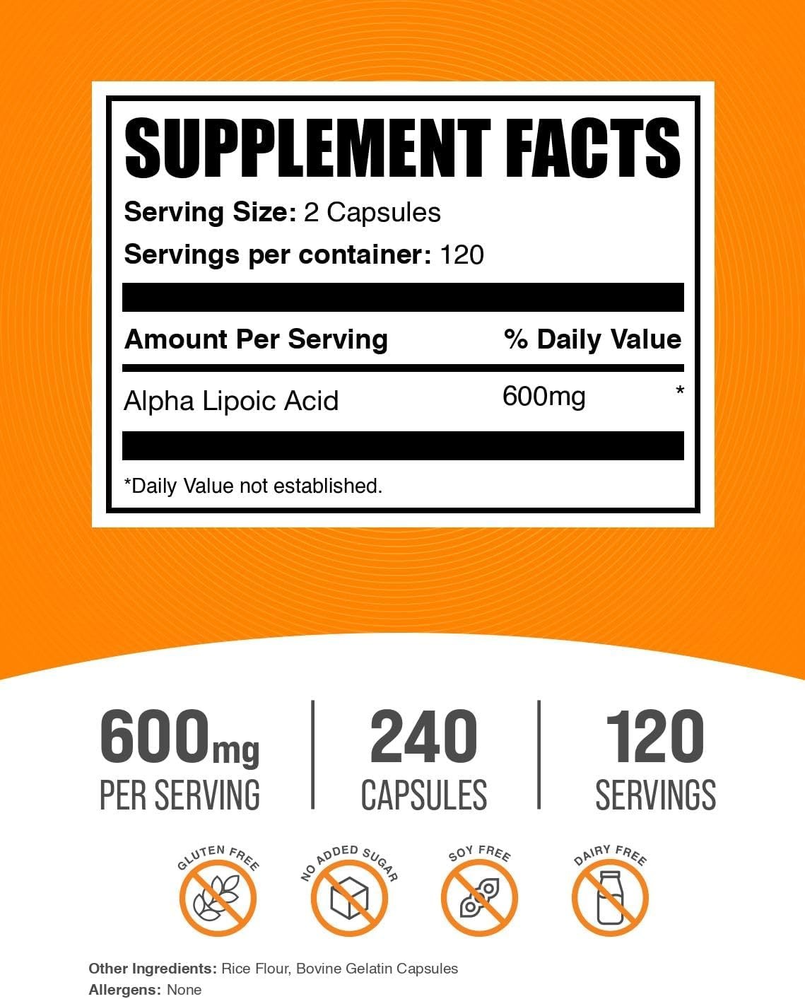 BulkSupplements Alpha Lipoic Acid Capsules – ALA Antioxidant Supplement thumbnail 2