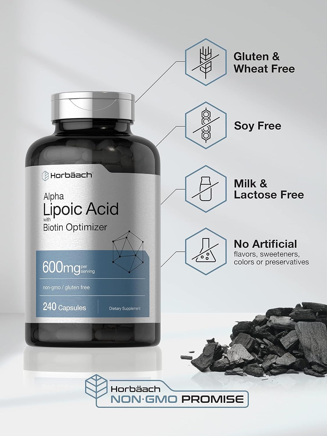 Horbäach Alpha Lipoic Acid 600mg – 240 Capsules with Biotin thumbnail 3