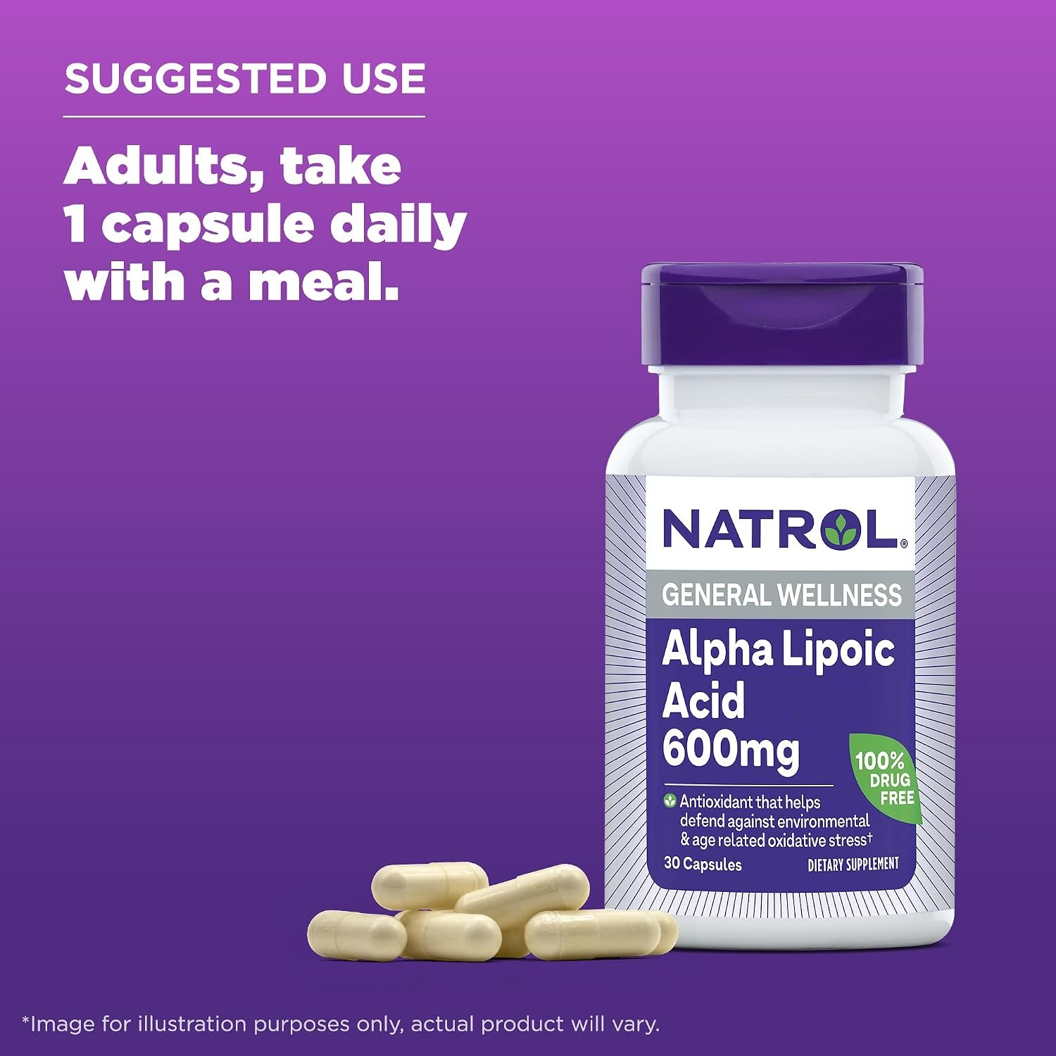 Natrol Alpha Lipoic Acid 600mg Capsules – Antioxidant Supplement thumbnail 6