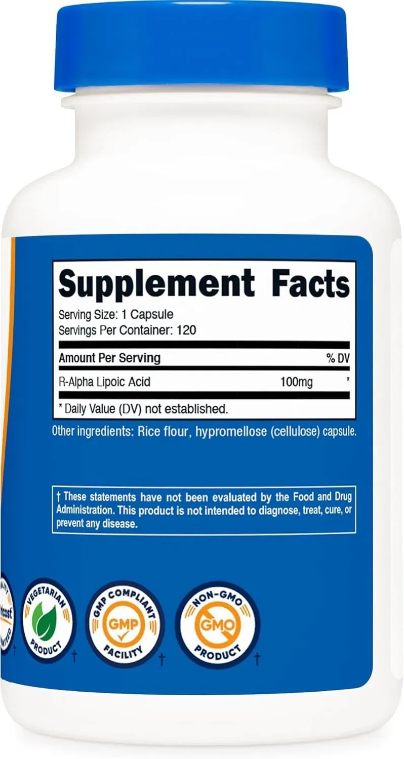 Nutricost R-ALA 100mg – High-Quality Alpha Lipoic Acid Supplement thumbnail 4