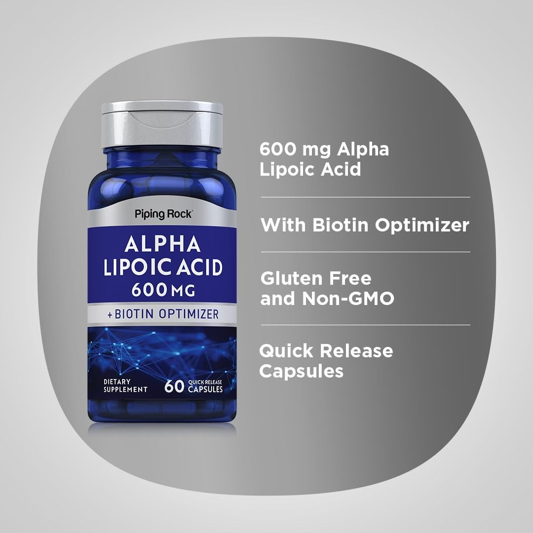 Piping Rock ALA 600mg with Biotin Optimizer – Antioxidant Supplement thumbnail 4