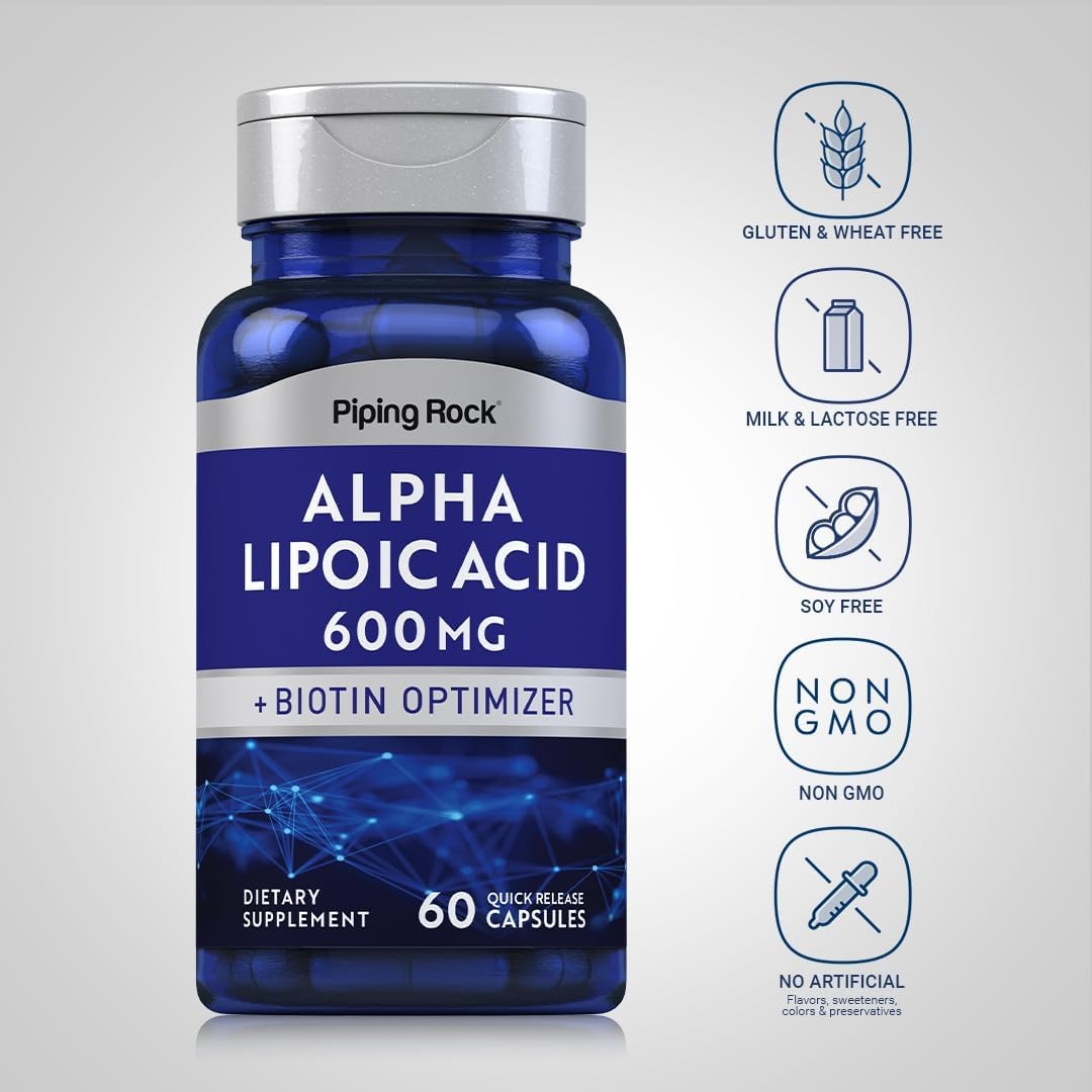 Piping Rock ALA 600mg with Biotin Optimizer – Antioxidant Supplement thumbnail 3