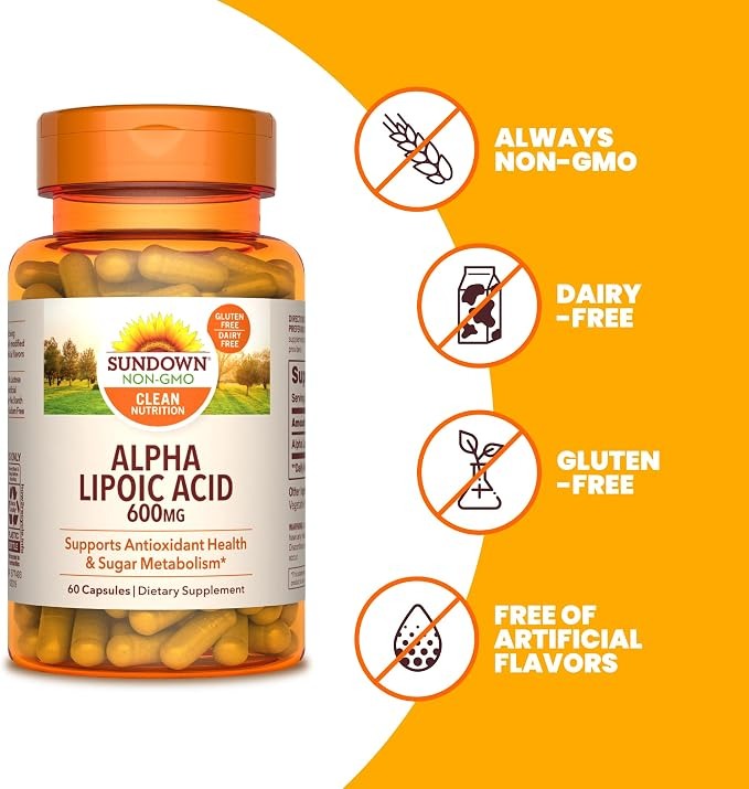 Sundown Alpha Lipoic Acid 600mg Capsules – ALA Supplement thumbnail 6