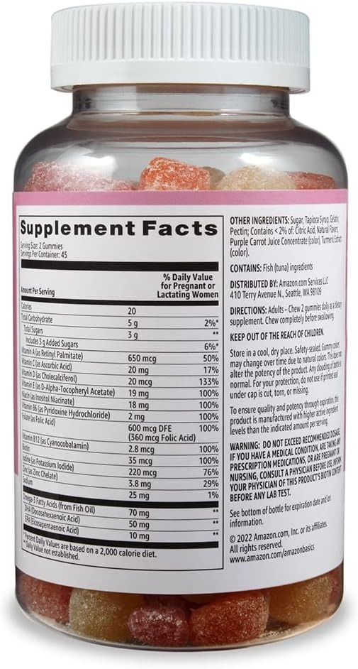 Amazon Basics Prenatal DHA Gummies – Raspberry & Lemon Daily Supplement thumbnail 2