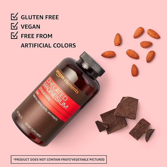 Amazon Elements Chelated Magnesium – 270mg per Serving, Vegan thumbnail 4