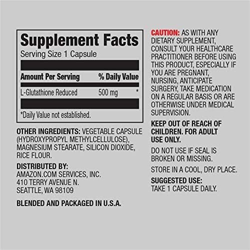Amazon Elements Glutathione – 500mg per Serving, Vegan Capsules thumbnail 2