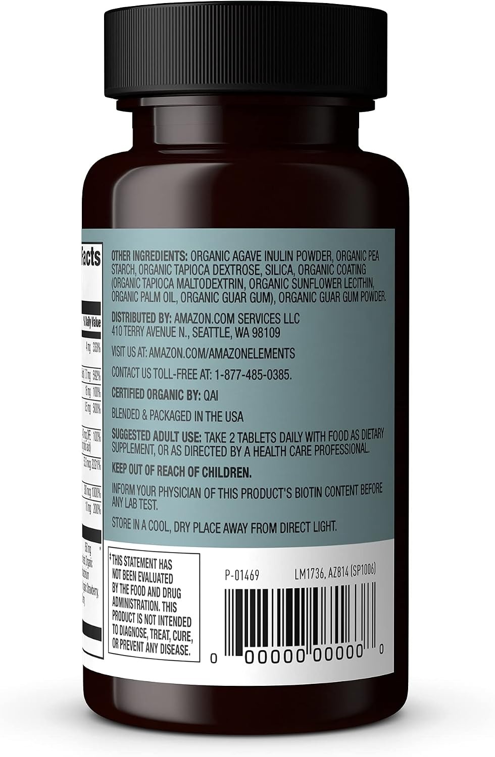 Amazon Elements Organic B Complex Vitamins – Whole Food Source thumbnail 3