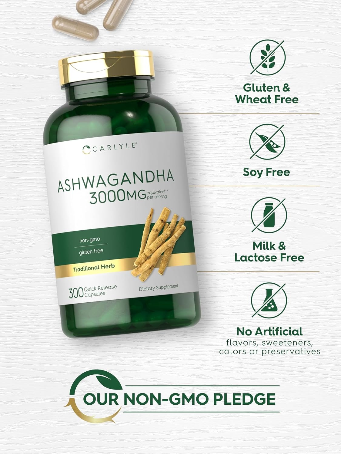 Carlyle Ashwagandha Supplement for Women & Men – 300 Capsules thumbnail 6