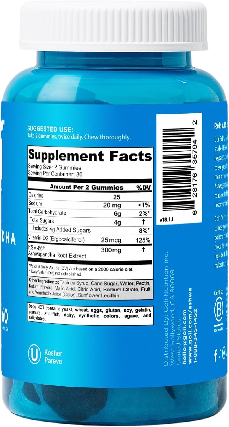 Goli Ashwagandha & Vitamin D Gummies – KSM-66, 60 Count thumbnail 5