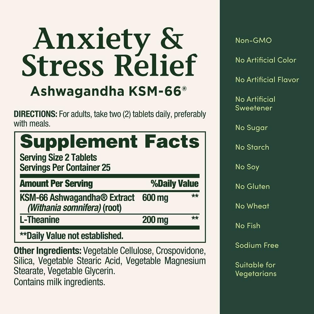 Nature’s Bounty Stress Relief Ashwagandha KSM-66 50 Tablets thumbnail 6