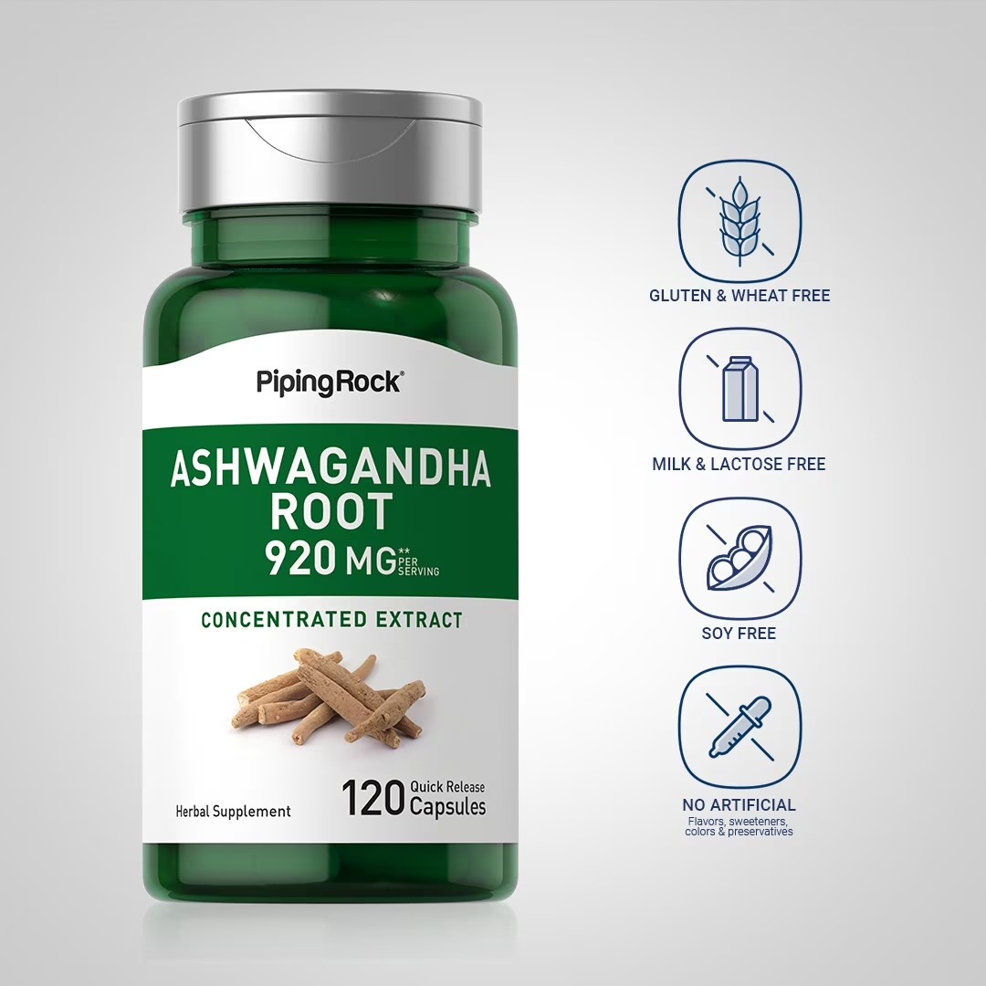 Piping Rock Ashwagandha Root Extract Supplement – 120 Capsules thumbnail 3