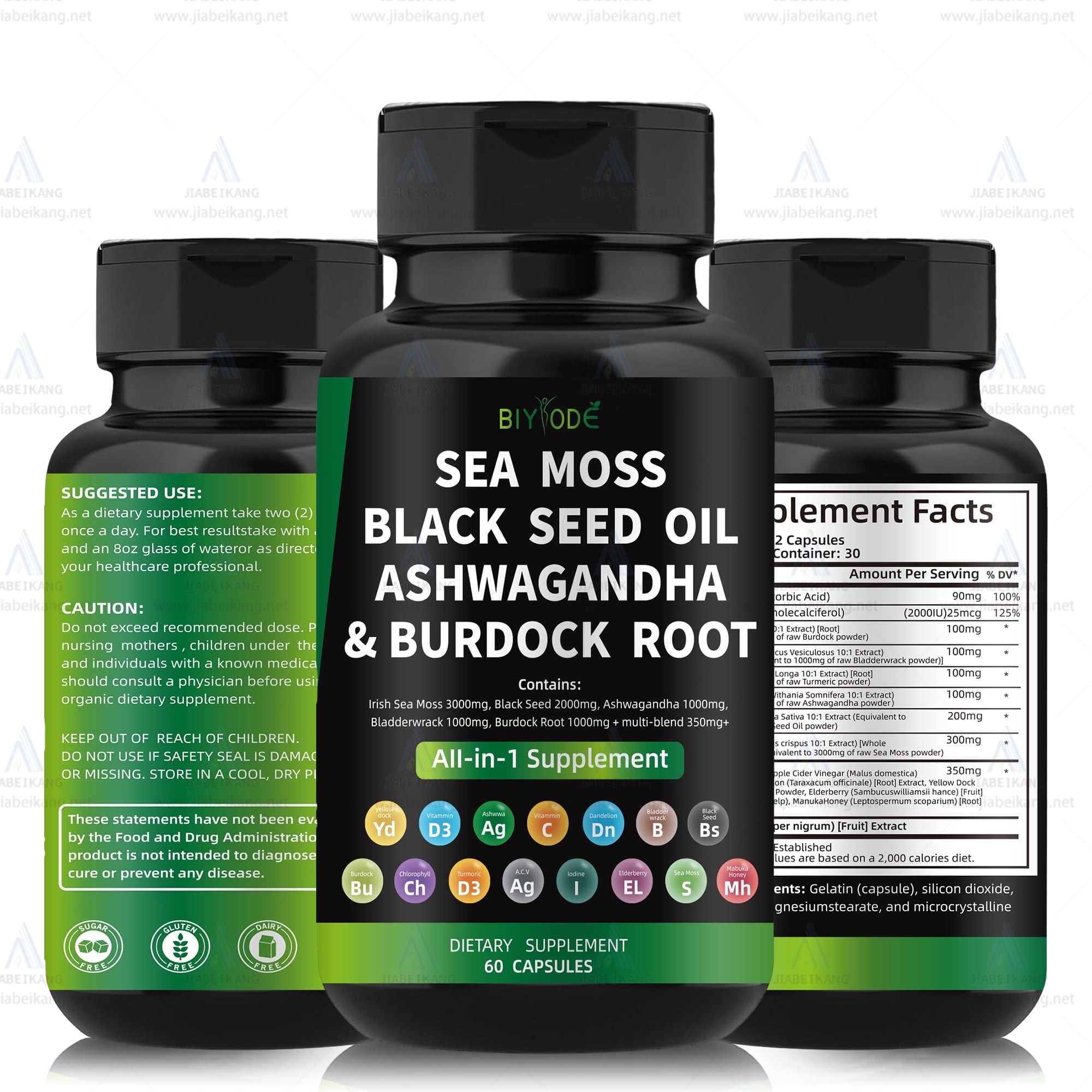 Sea Moss & Black Seed Oil 2000mg with Ashwagandha Capsules thumbnail 5