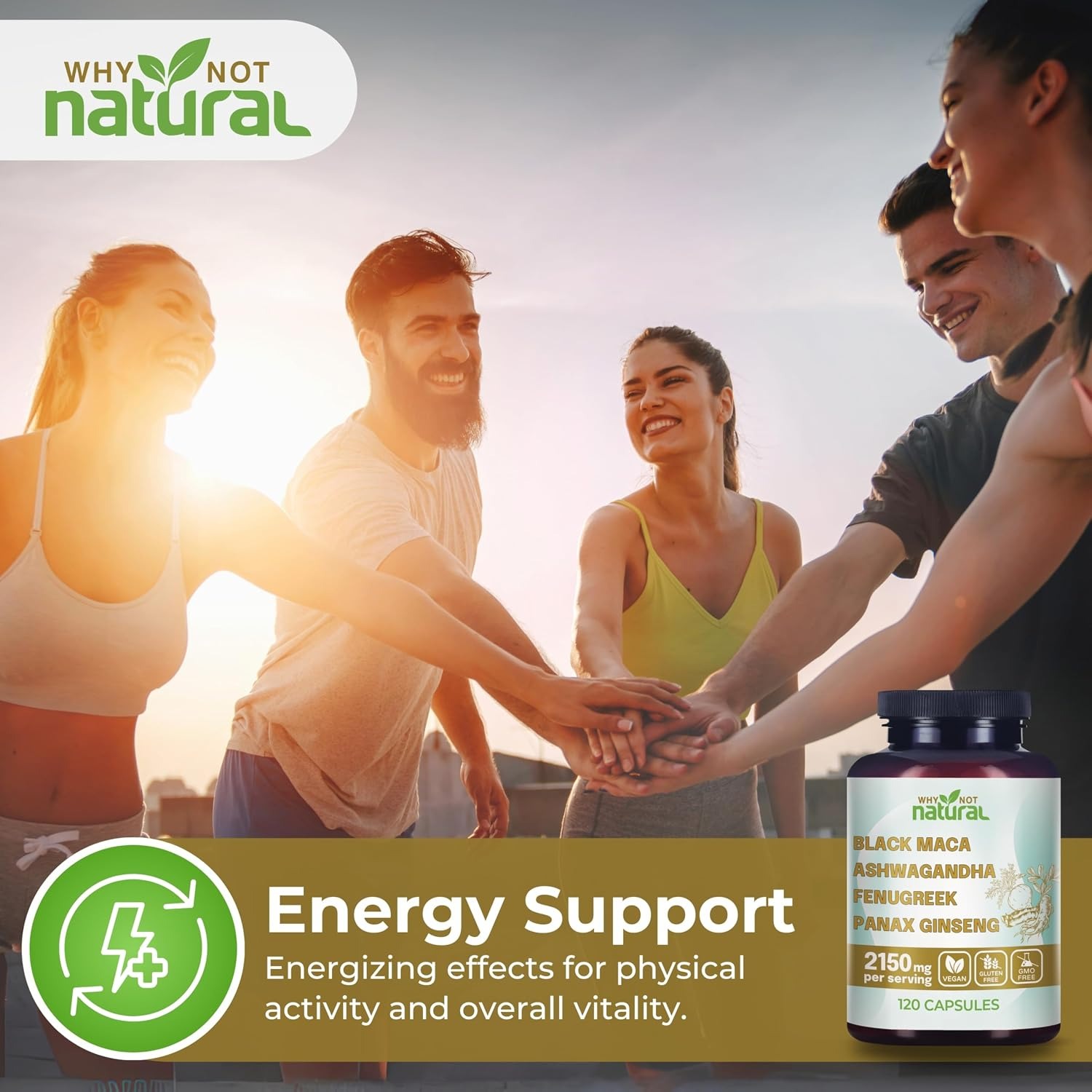 Why Not Natural 4-in-1 Organic Black Maca Root Ashwagandha Capsules thumbnail 2