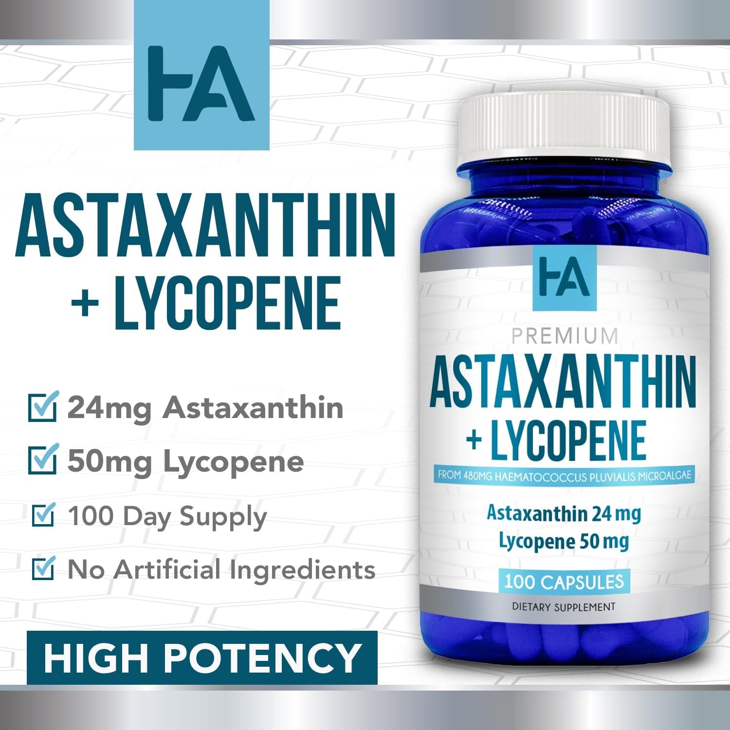 Astaxanthin 24mg & Lycopene 50mg Supplement 100 Veggie Capsules thumbnail 5