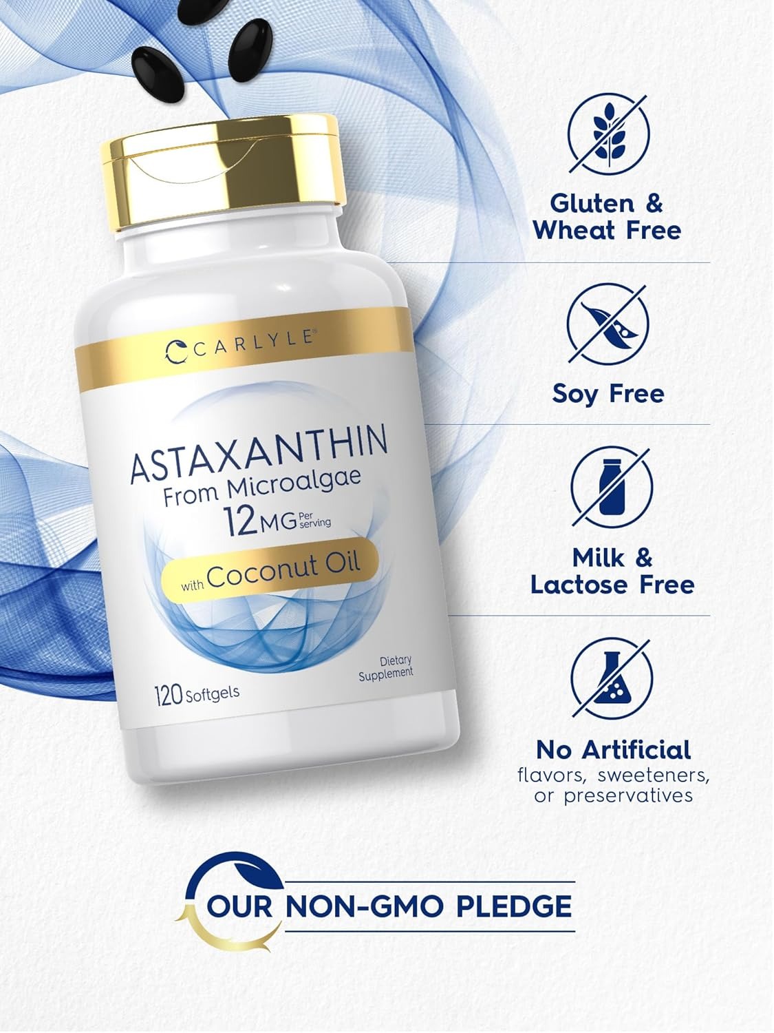 Carlyle Astaxanthin 12mg Microalgae Supplement 120 Softgels thumbnail 5